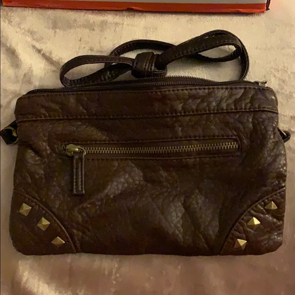 Distressed brown crossbody bag